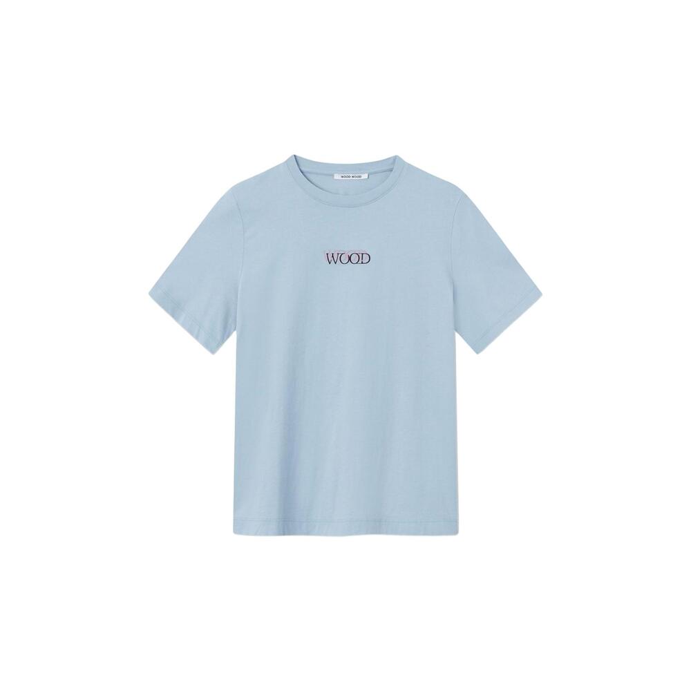 NEW WOOD WOOD women's alma logo t-shirt in sky blue